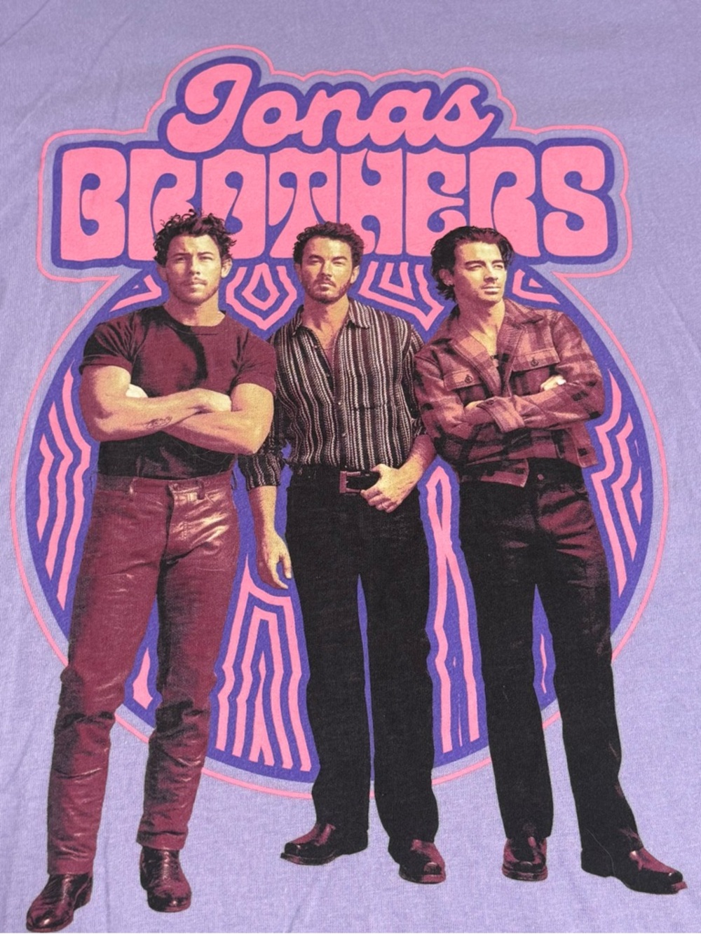 Jonas Brothers Graphic Tee S Lavender Purple 70s Retro Style Band Merch Concert
